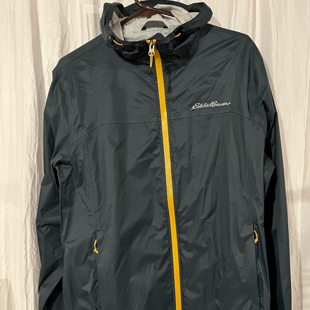Eddie Bauer Rain Jacket - navy blue and yellow - men’s size medium